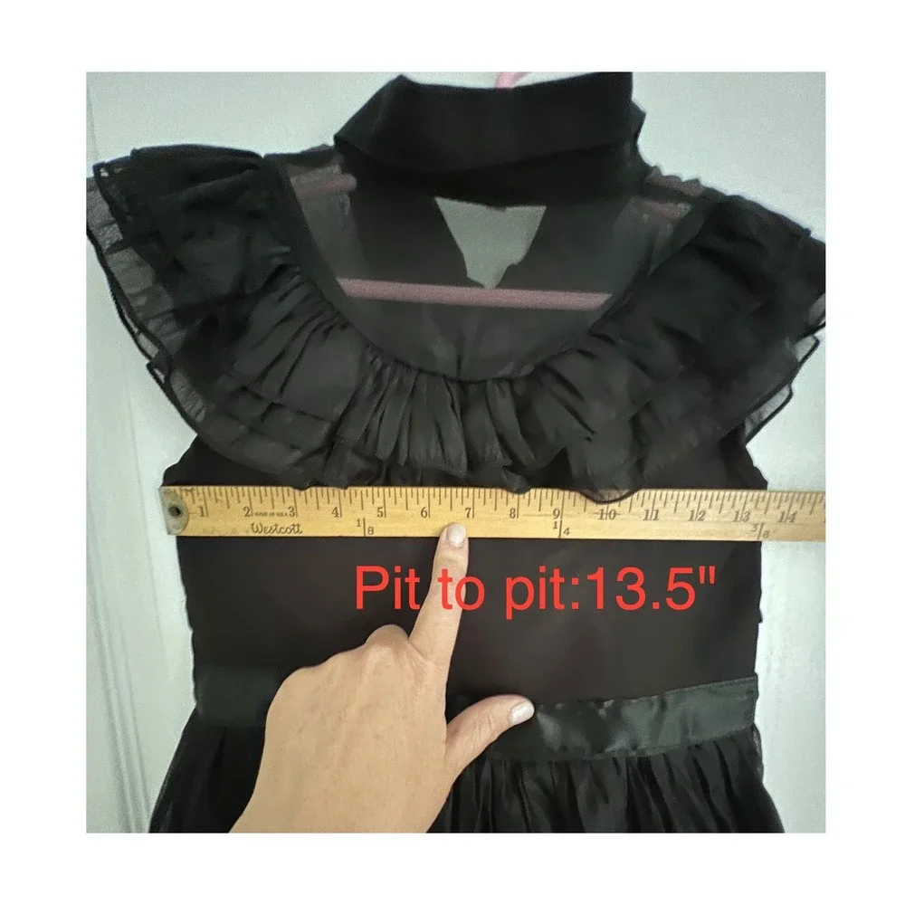 Wednesday Addams Gothic Black Prom Dress Halloween Costume Whimsigoth Girls 7/8